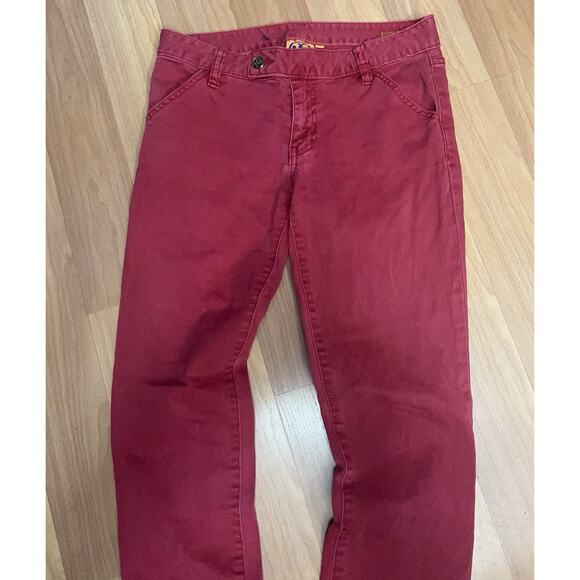 Tory Burch Alexa Cropped Super Skinny Jeans Red Designer Stretch Size 26 - Picture 2 of 13